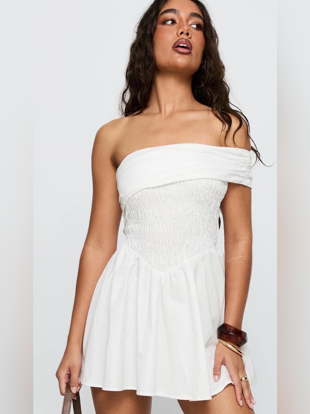 Princess Polly Fruitful Off shoulder Mini Dress White